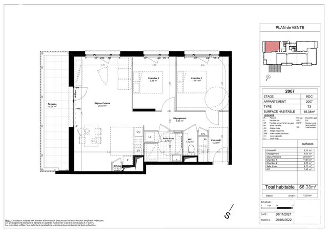 Appartement T3 à vendre - 3 pièces - 66.38 m2 - QUIMPER - 29 - BRETAGNE - Century 21 Celtimmo