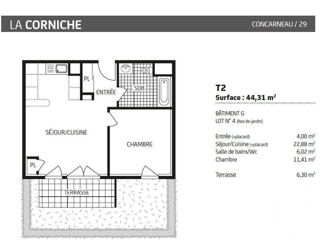 Afficher la photo en grand Appartement T2 à vendre - 2 pièces - 44.31 m2 - CONCARNEAU - 29 - BRETAGNE - Century 21 Celtimmo